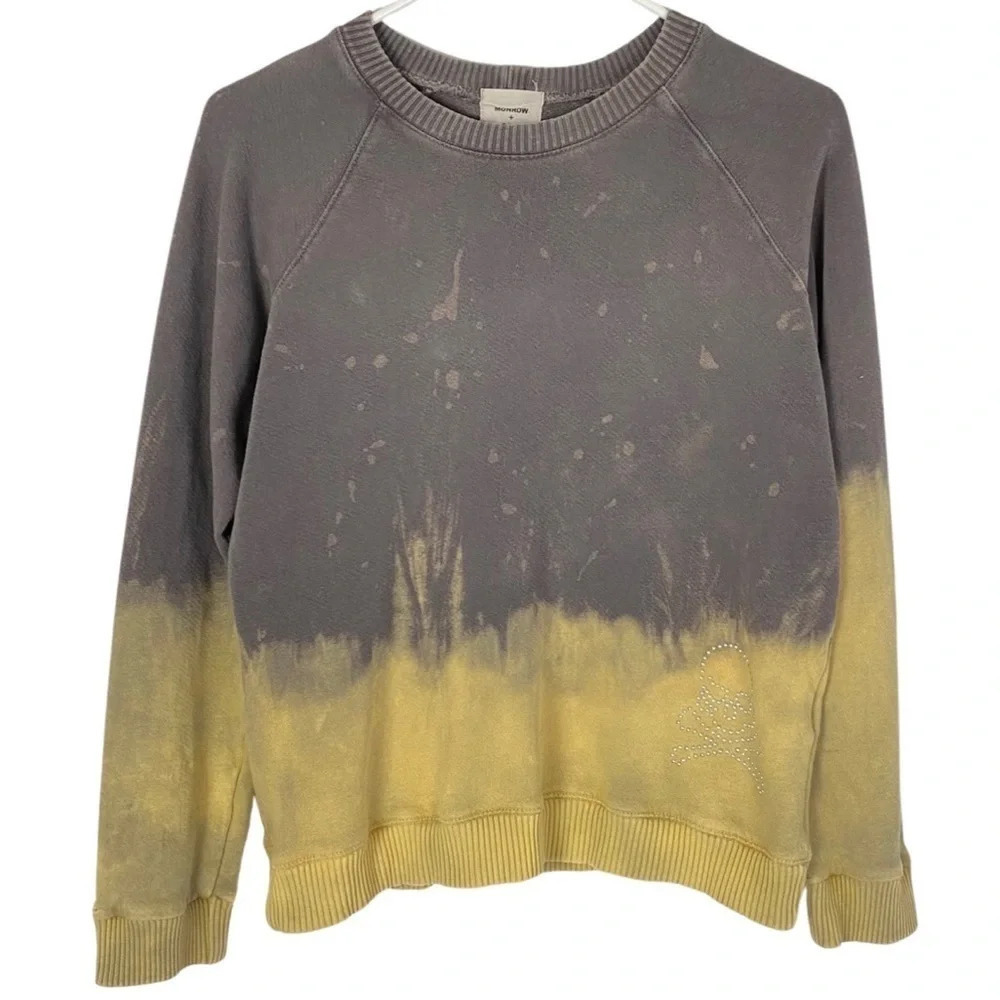 Monrow Sweatshirt Womens Size XS Skull Pullover Shirt Studded Ombre Upcycled